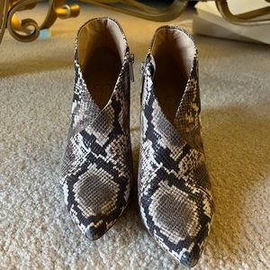 Jessica Simpson snakeskin heeled booties